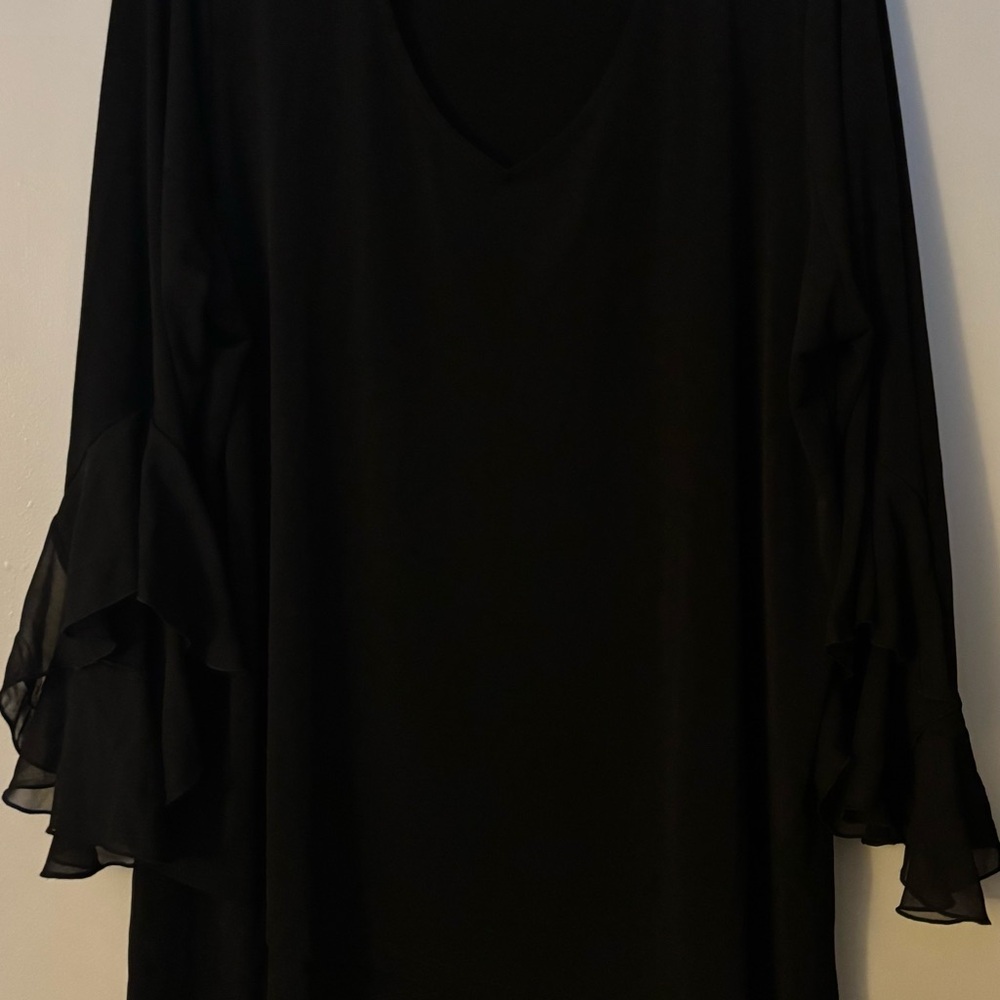 Susan Graver Black Ruffle Sleeve Top